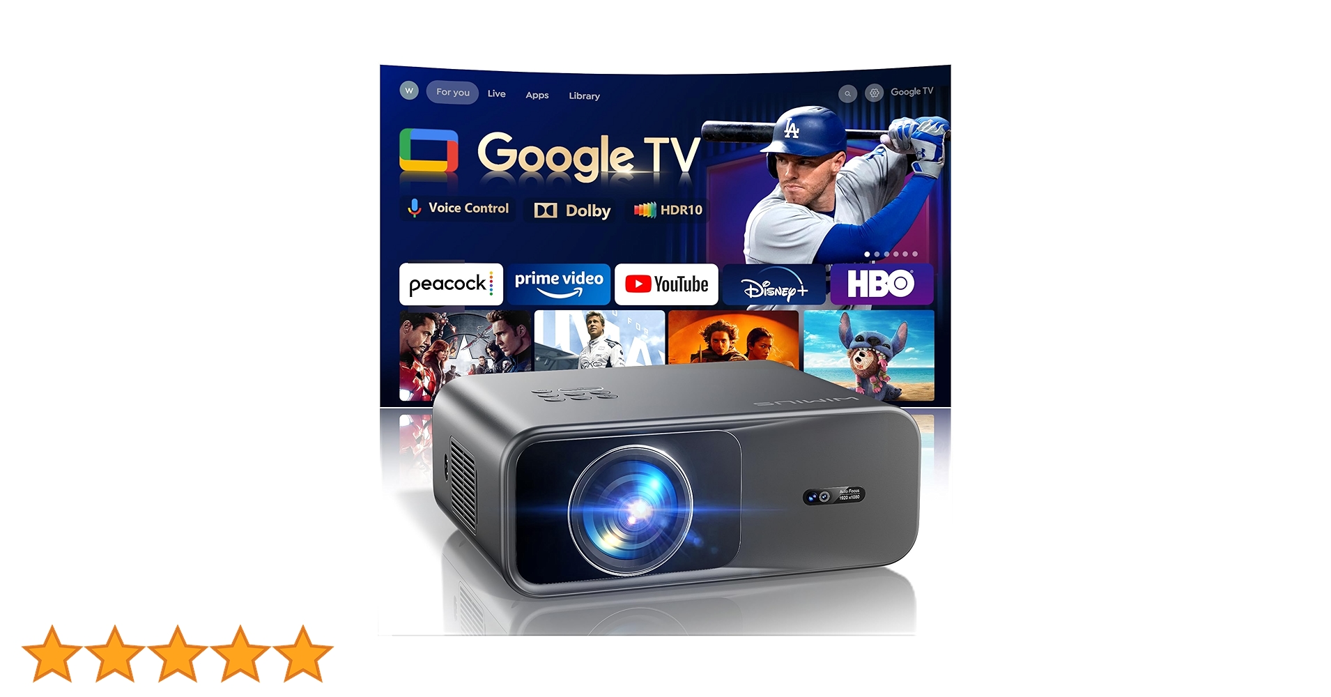 WiMiUS G1 プロジェクター 1200ANSI Google TV公式認証 Amazon.co.jp: 【Google TV公式認証/純正アプリ対応】WiMiUS G1